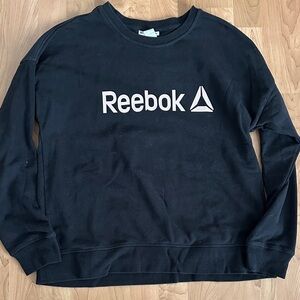 Reebok Black Logo Crewneck Sweatshirt with Zippered Arm Pocket